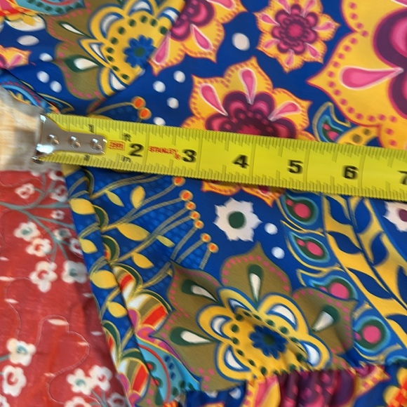 Red and Blue Puff Sleeve V-Neck Maxi Sundress - Picture 10 of 13